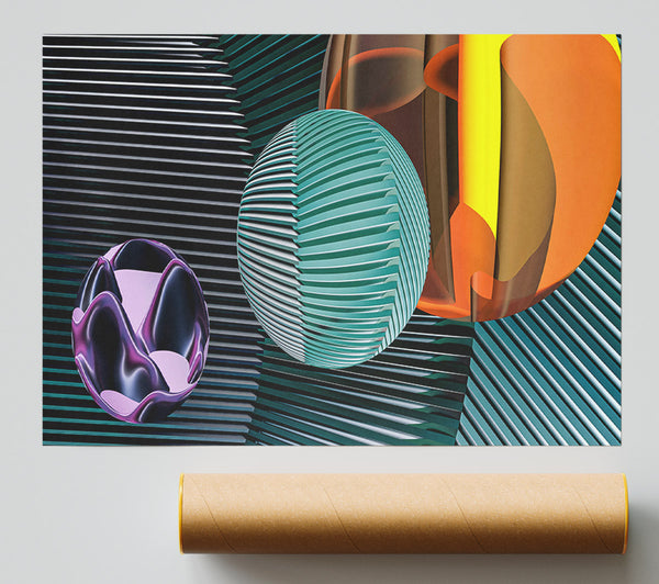 Teal Geometric Abstraction Giclee Print