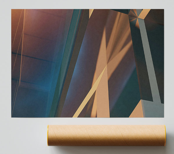 Golden Geometric Reflections Poster