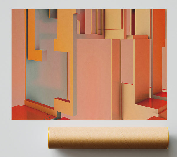 Tangerine Geometric Forms Poster