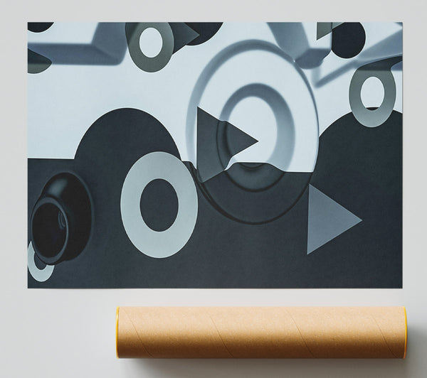 Indigo Circular Forms Giclee Print
