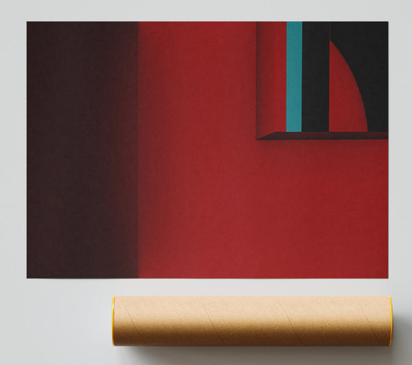 Crimson Geometric Form Poster