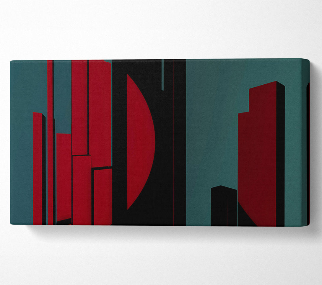  A Canvas Print of Crimson Cityscape Shadows Canvas Wall Art