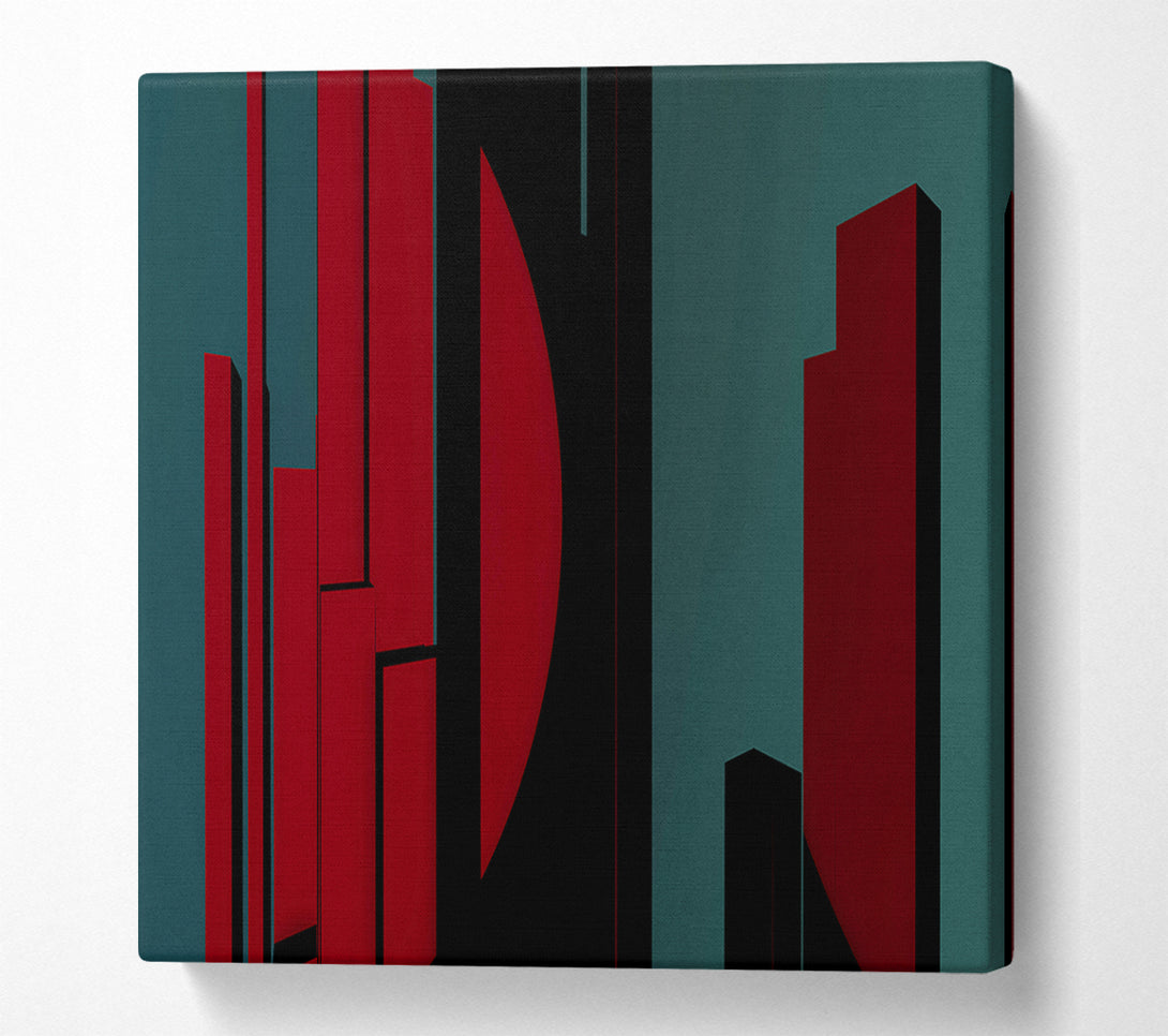  A Canvas Print of Crimson Cityscape Shadows Canvas Wall Art