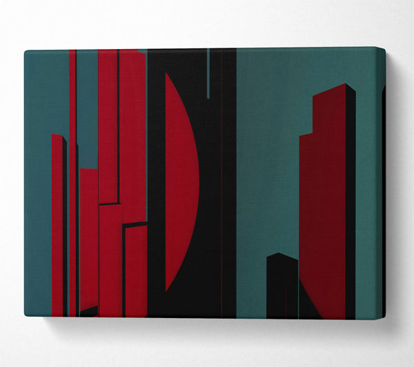  A Canvas Print of Crimson Cityscape Shadows Canvas Wall Art