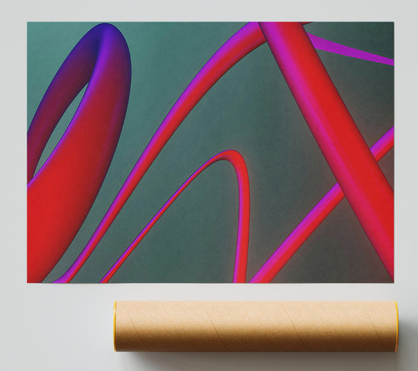 Crimson Curved Lines Giclee Print