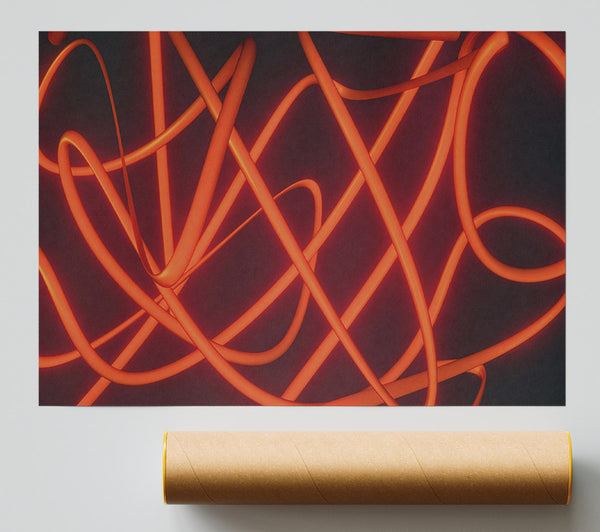 Crimson Intertwined Lines Poster