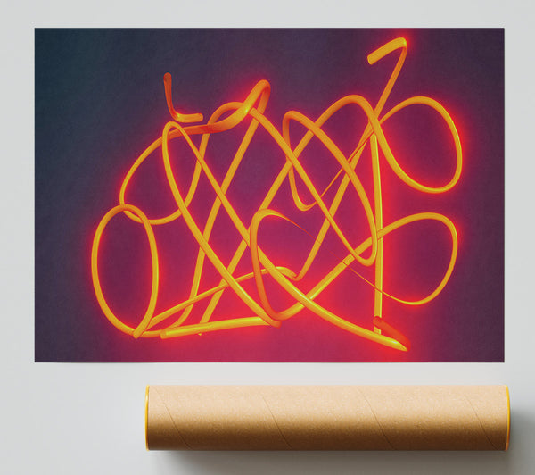 Orange Neon Loops Giclee Print