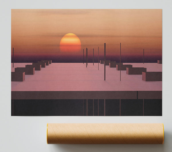 Orange Sunset Horizon Giclee Print