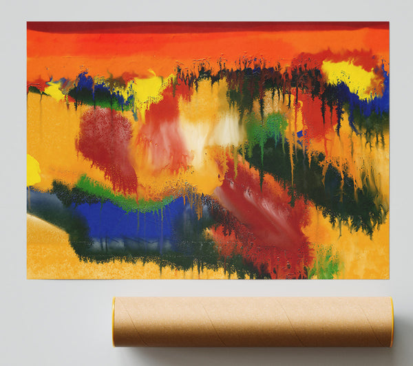 Orange Abstract Drip Print