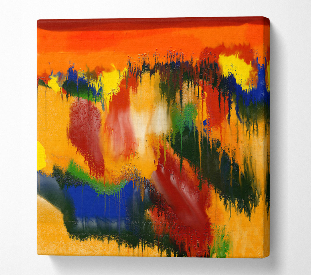  A Canvas Print of Orange Abstract Drip Canvas Print