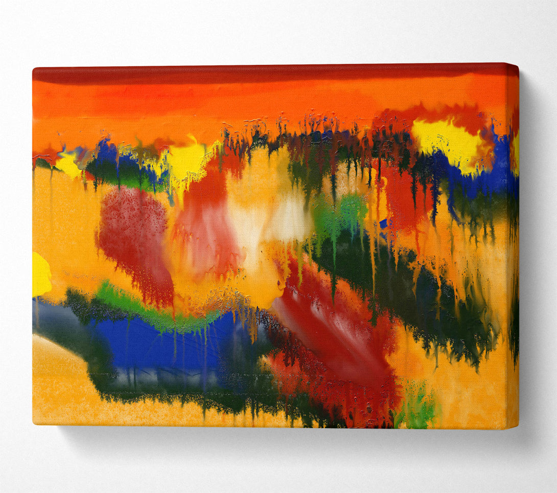  A Canvas Print of Orange Abstract Drip Canvas Print