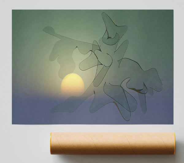 Green Sunset Forms Giclee Print