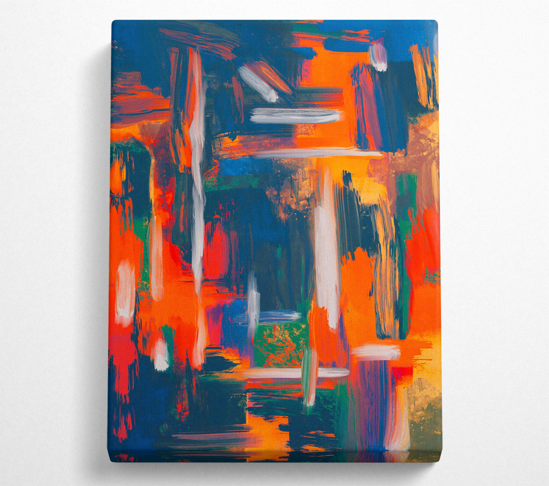  A Canvas Print of Orange Abstract Strokes Canvas Wall Art