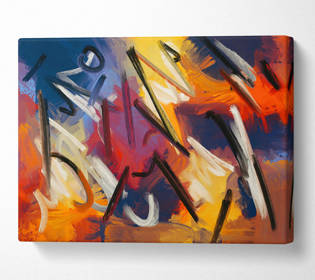  A Canvas Print of Orange Abstract Strokes Canvas Wall Art