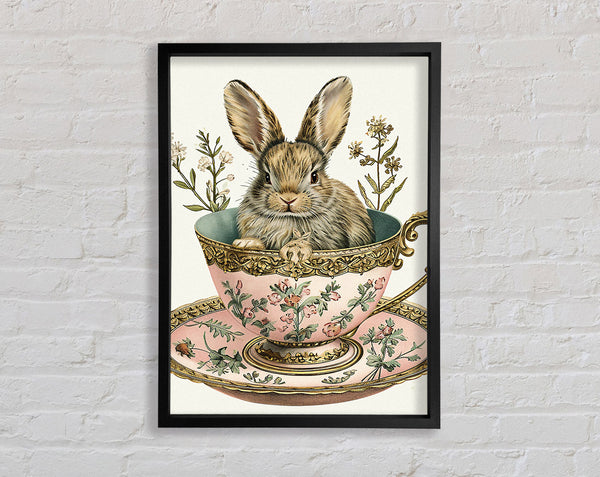 Tea Cup Rabbit Framed Print
