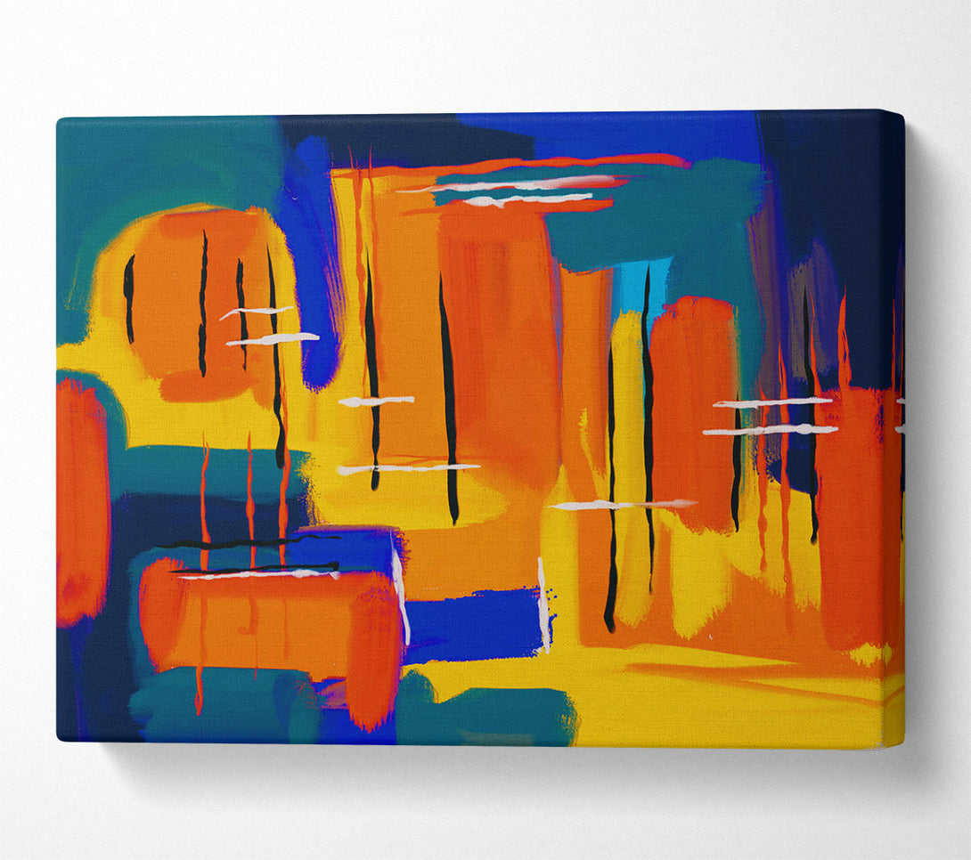  A Canvas Print of Orange Abstract Expressionism Canvas Art