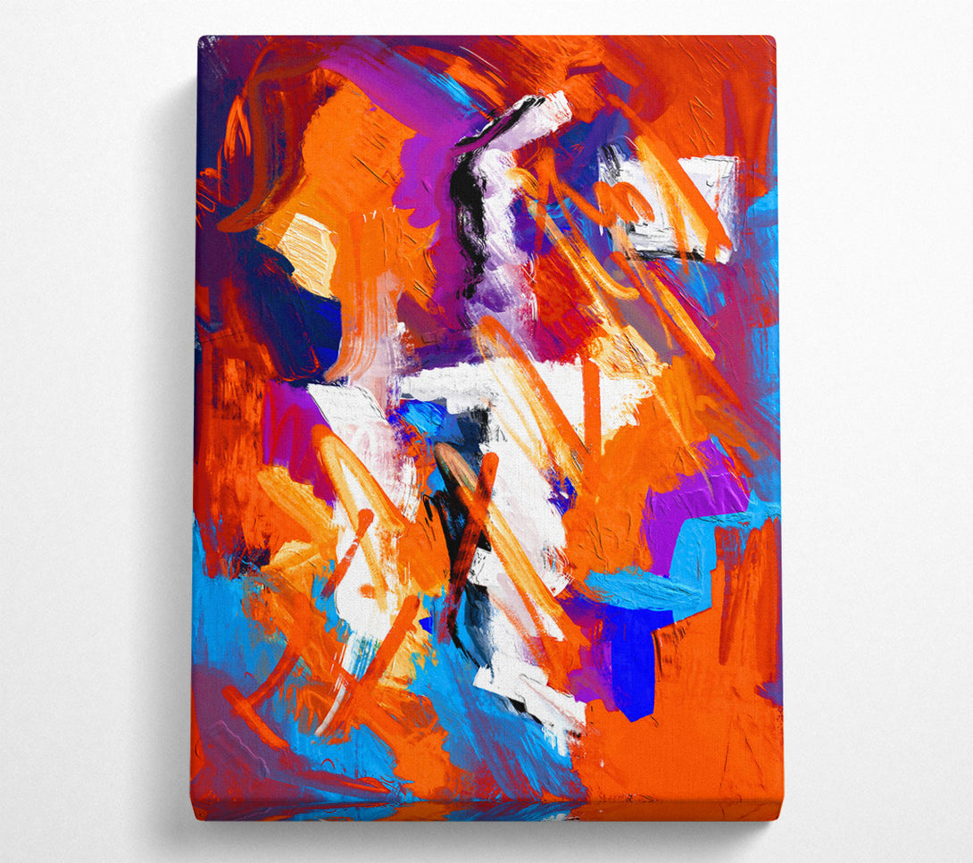  A Canvas Print of Orange Abstract Expressionism Canvas Art