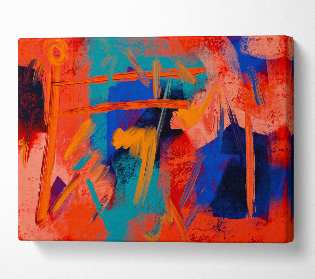  A Canvas Print of Orange Abstract Expressionism Canvas Art