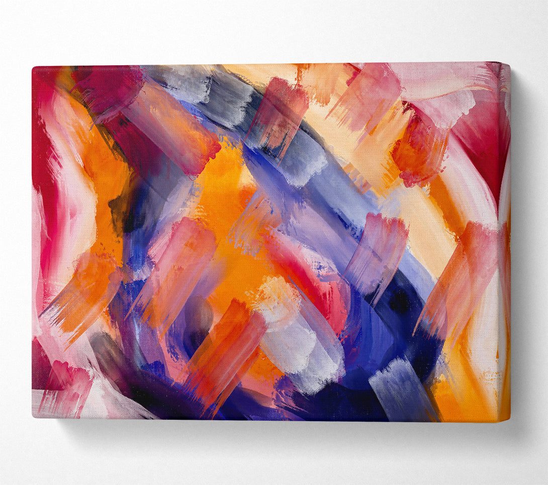  A Canvas Print of Orange Abstract Strokes Canvas Wall Art
