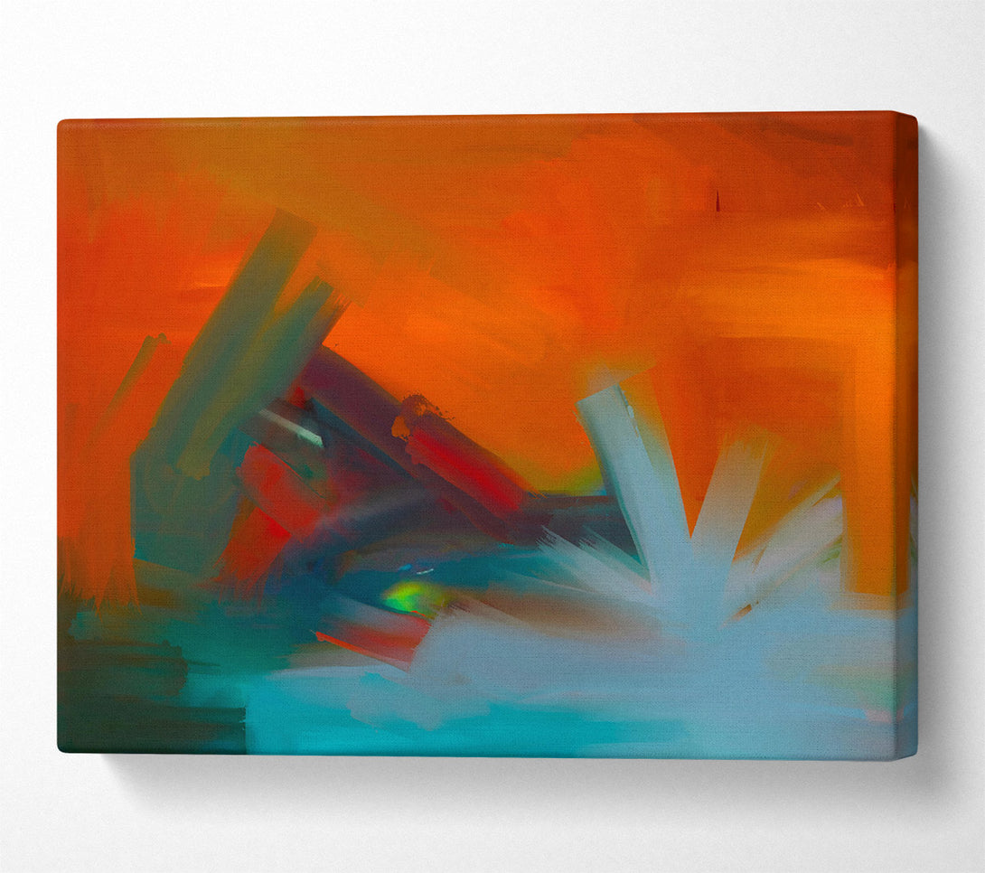  A Canvas Print of Orange Abstract Expressionism Canvas Art