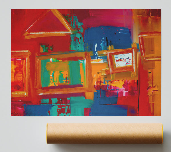 Red Framed Windows Poster
