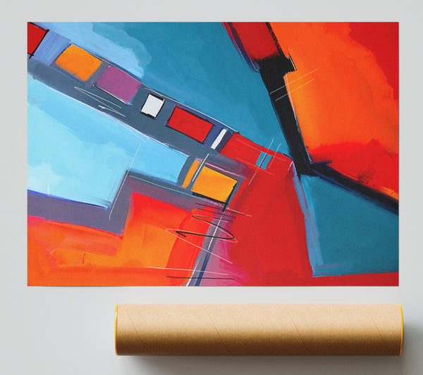 Red And Blue Shapes Giclee Print