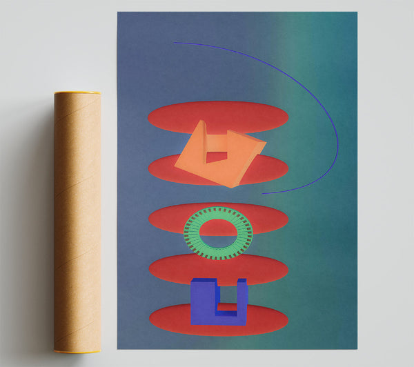 Red Shapes And Curves Poster