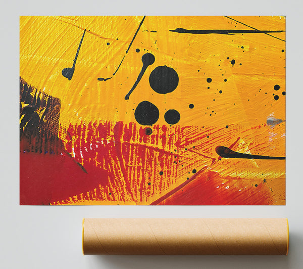 Golden Abstract Splatter Giclee Print