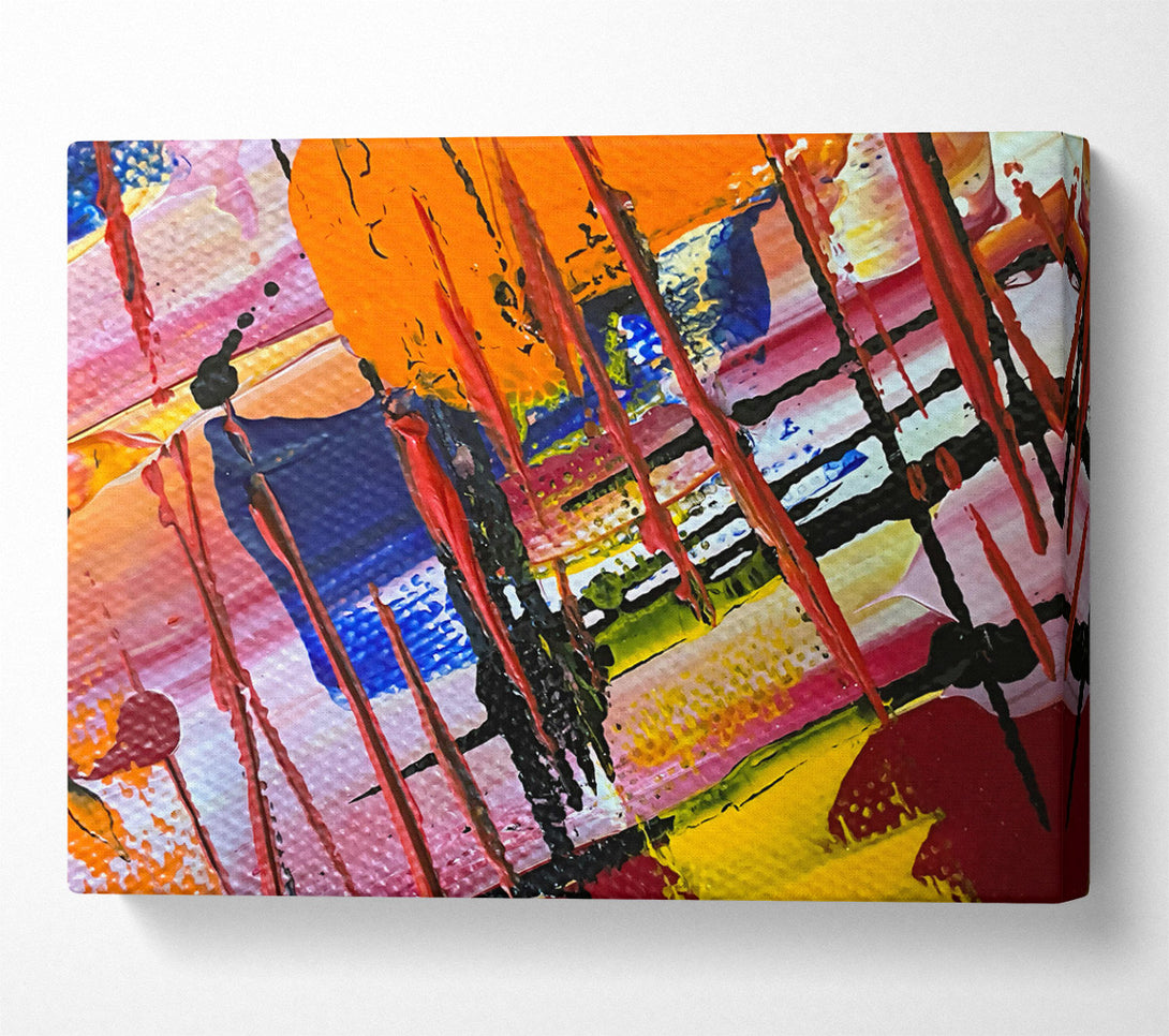  A Canvas Print of Orange Abstract Strokes Canvas Wall Art