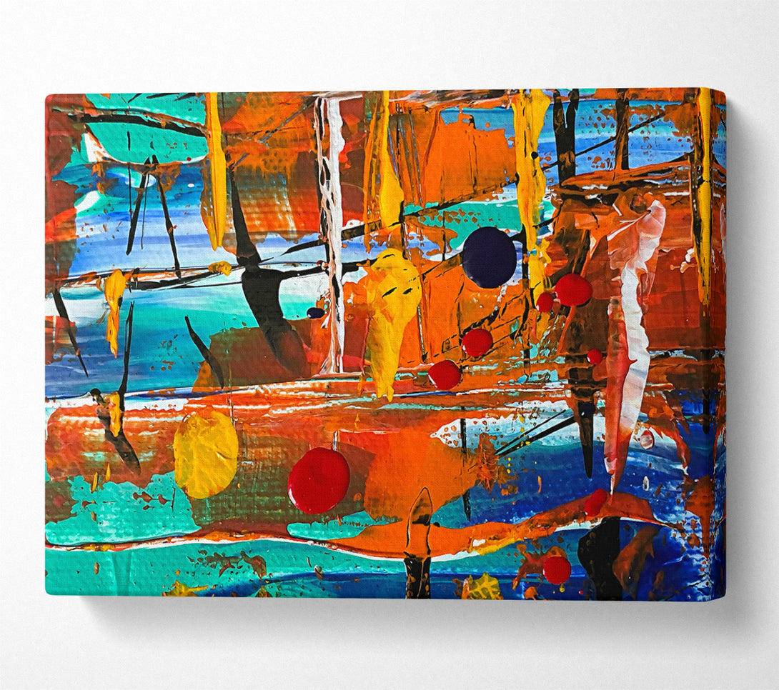  A Canvas Print of Orange Abstract Expressionism Canvas Art