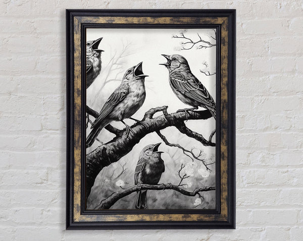 The Birds In Walnut And Walnut Framed Print