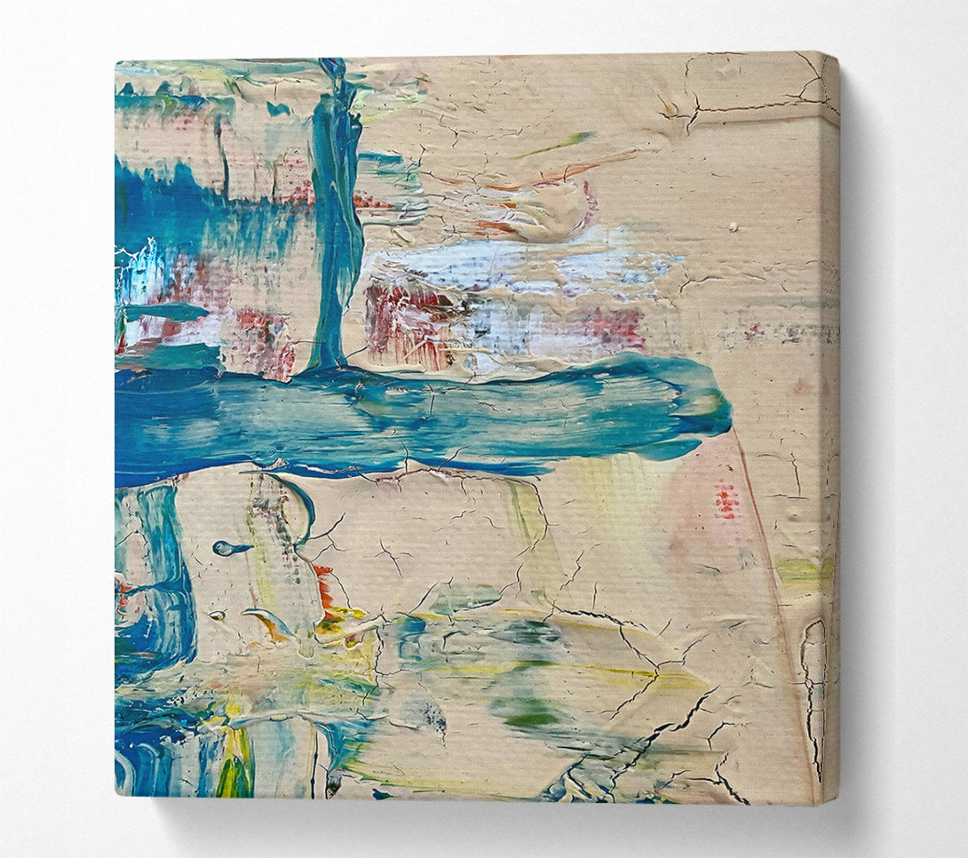  A Canvas Print of Teal And Cracked Hues Canvas Wall Art