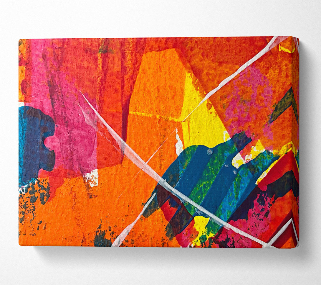  A Canvas Print of Orange Abstract Strokes Canvas Wall Art