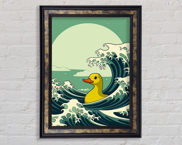 The Great Wave Rubber Duck Framed Print