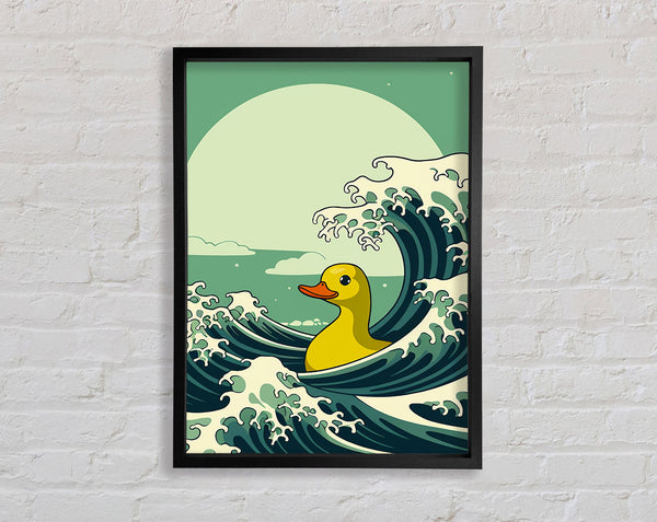 The Great Wave Rubber Duck Framed Print