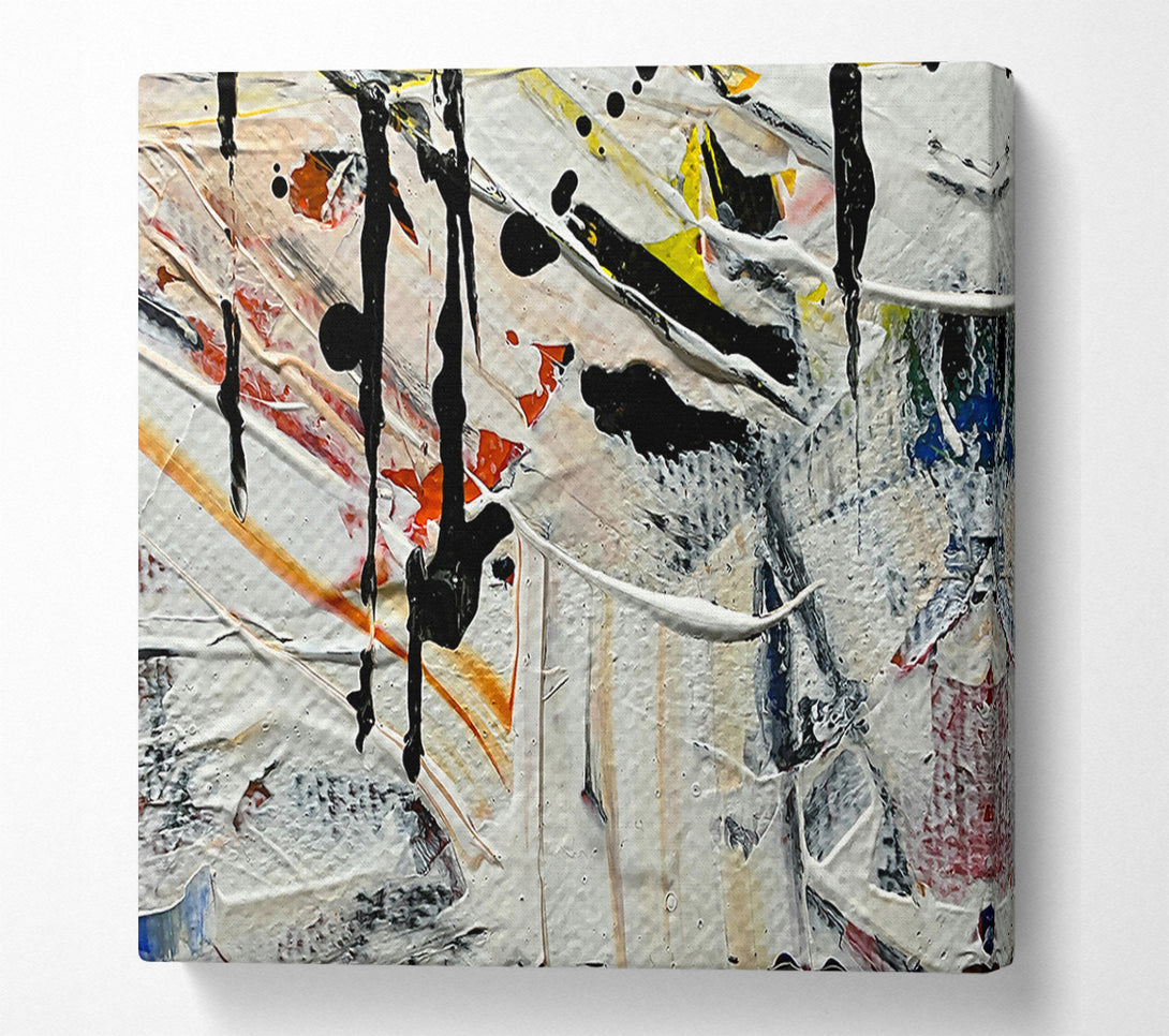  A Canvas Print of White Abstract Drips Canvas Art