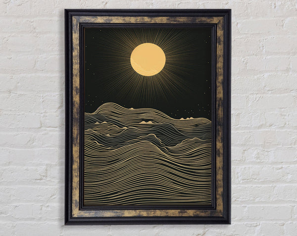 The Moon Above The Waves Framed Print