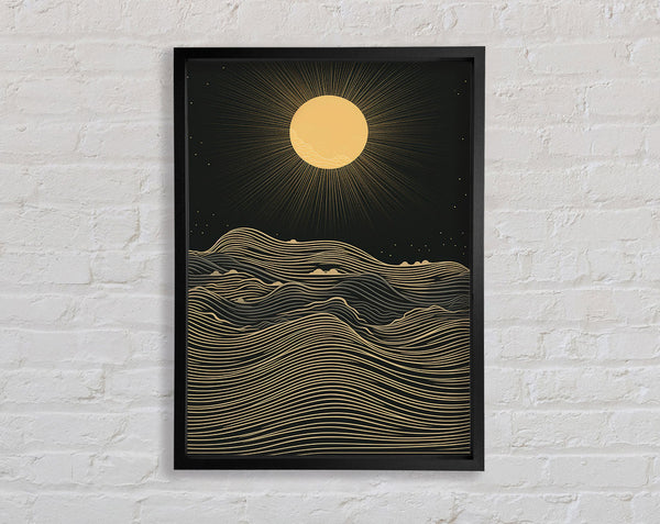 The Moon Above The Waves Framed Print