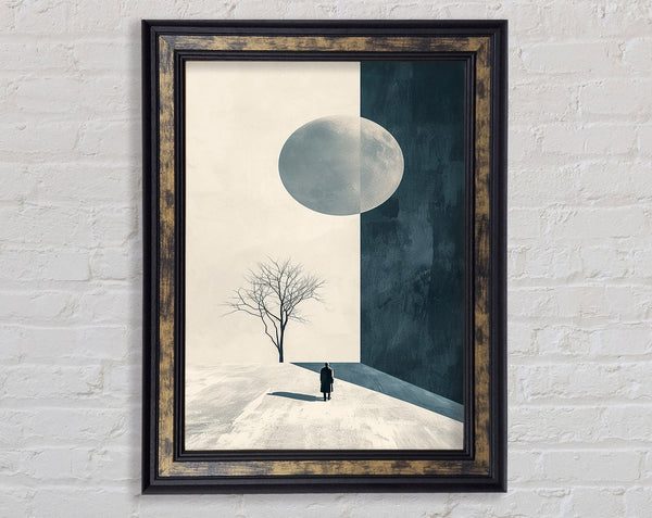 The Moon And Cold Tree Framed Print