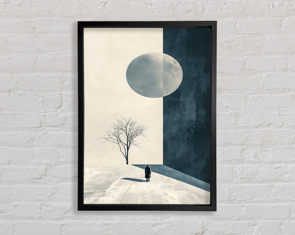 The Moon And Cold Tree Framed Print