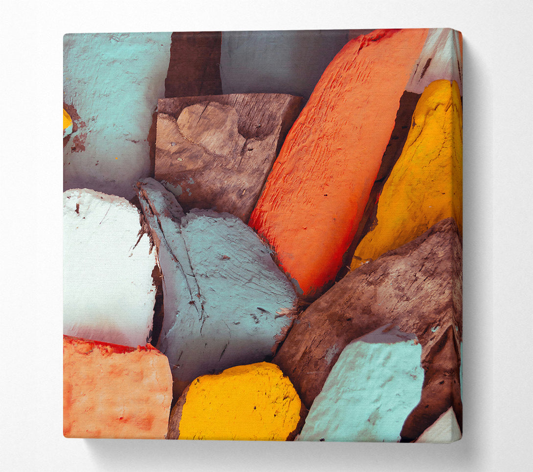  A Canvas Print of Orange Painted Driftwood Canvas Wall Art