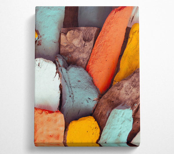 A Canvas Print of Orange Painted Driftwood Canvas Wall Art
