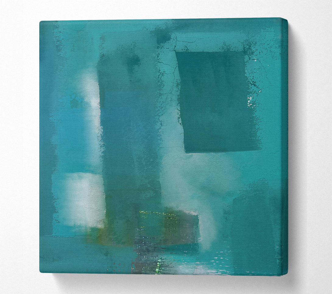  A Canvas Print of Teal Cityscape Impressionism Canvas Print