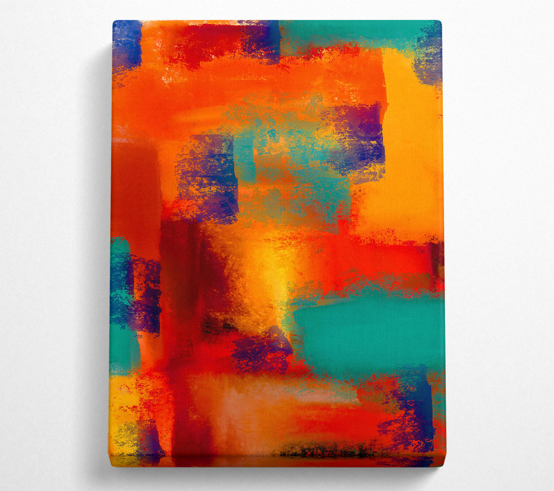  A Canvas Print of Orange Abstract Strokes Canvas Wall Art