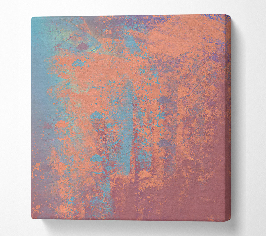  A Canvas Print of Coral And Cyan Abstract Canvas Art