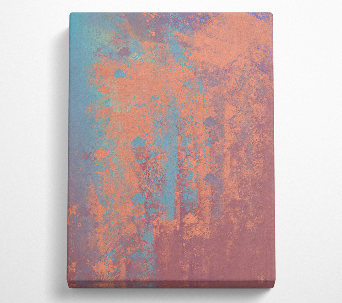  A Canvas Print of Coral And Cyan Abstract Canvas Art