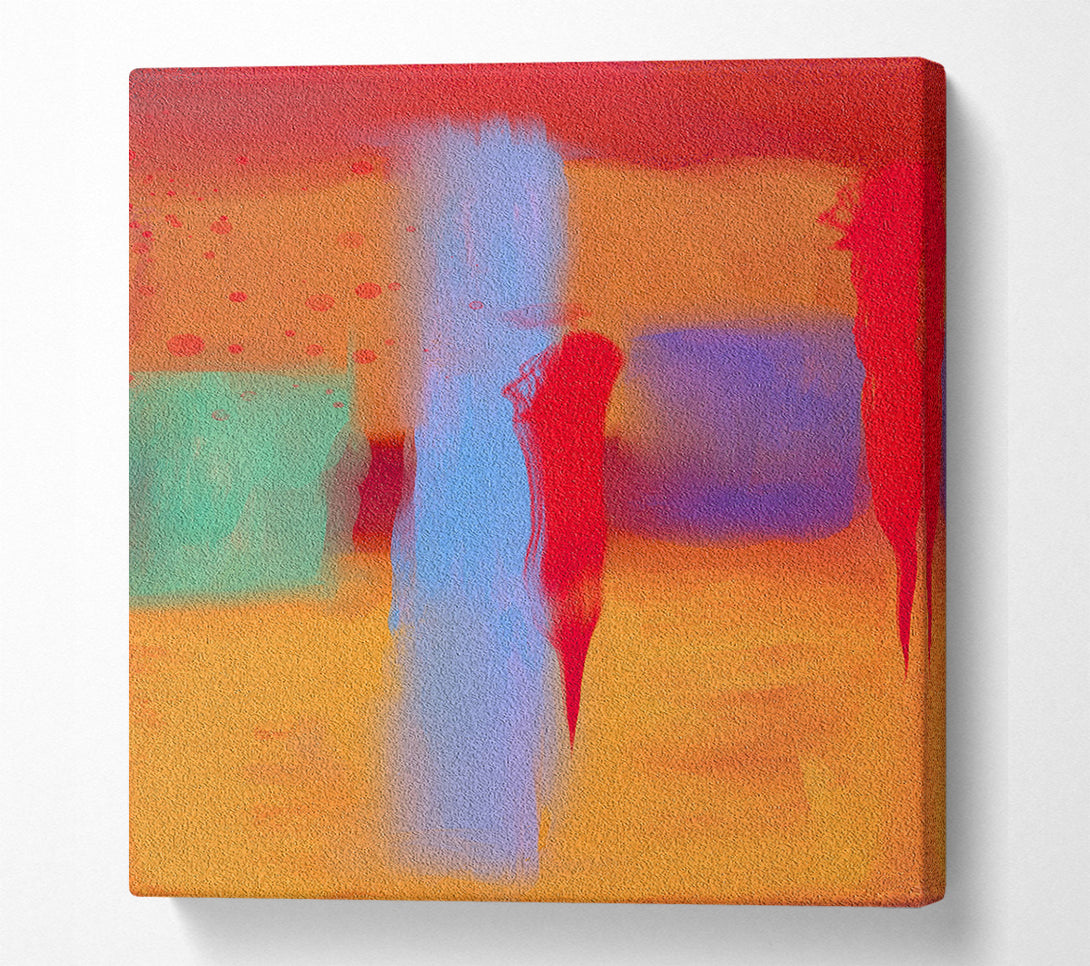  A Canvas Print of Orange Brushstrokes Abstract Canvas Wall Art