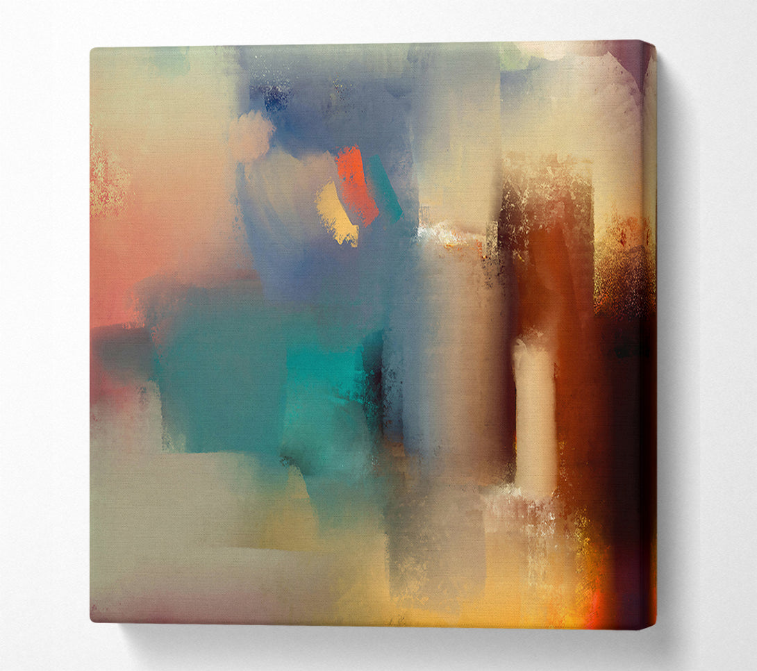  A Canvas Print of Golden Teal Abstract Canvas Art