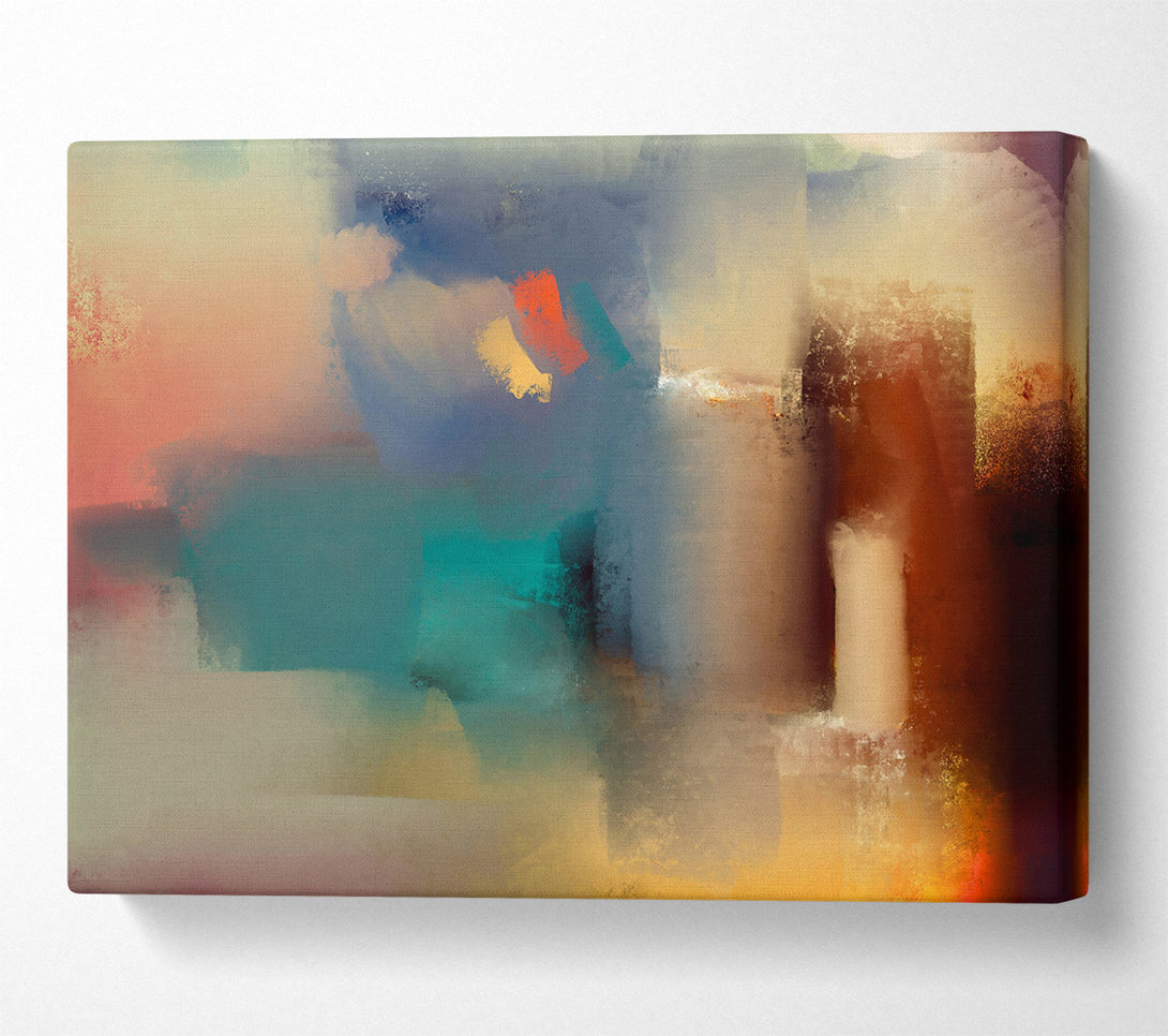  A Canvas Print of Golden Teal Abstract Canvas Art