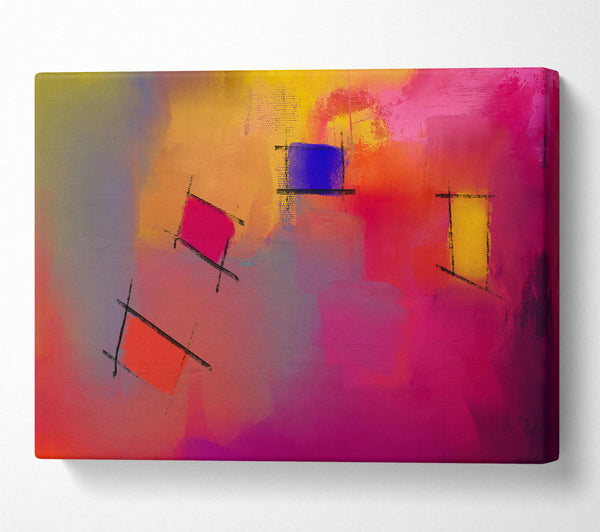  A Canvas Print of Magenta Abstract Shapes Canvas Wall Art